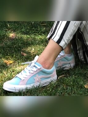 Converse X Golf Le Fleur Pastel Blue & Pink Low-Top Sneakers